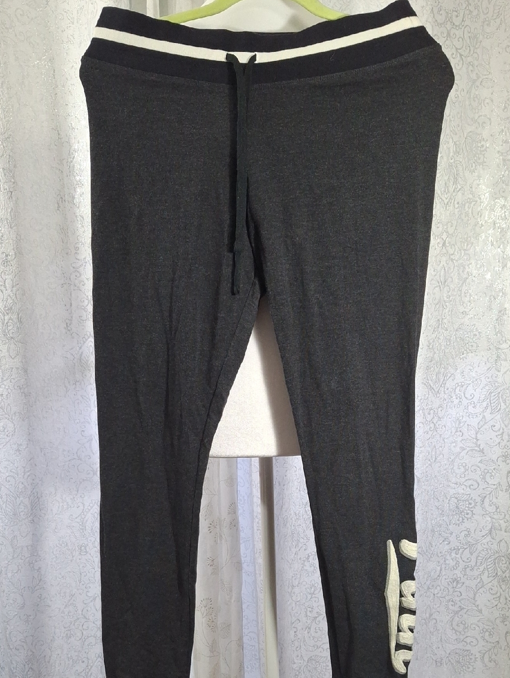 Victoria's Secret PINK Yoga Legging  Dark Gray with White Print M